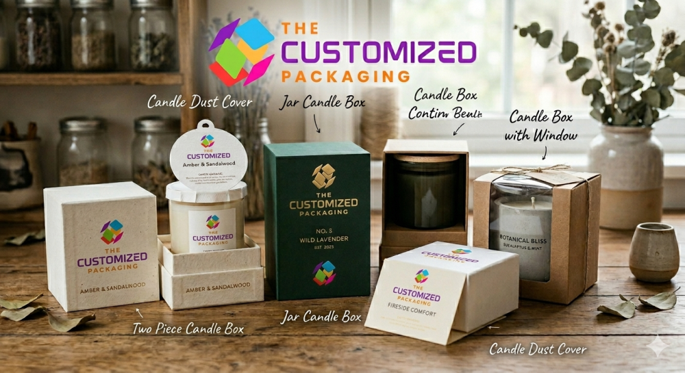 Premium Custom Candle Boxes with Window, Jar and Luxury Designs